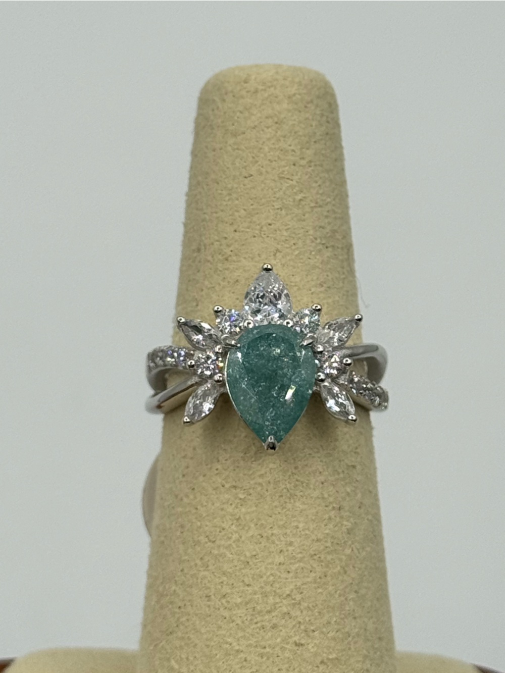Bomb Party "The Sterling Club" LB Turquoise Ice Crystal .925 Solid SS Size 6 - Picture 8 of 8